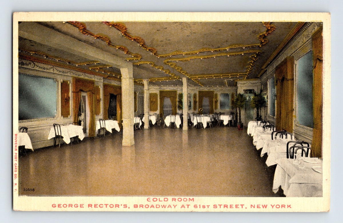 New York City George Rector's Restaurant Gold Room 1930s Postcard Unposted