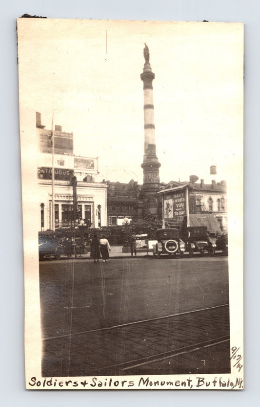 Buffalo NY Soldiers and Sailors Monument 1914 Photo - 2.75 x 4.25