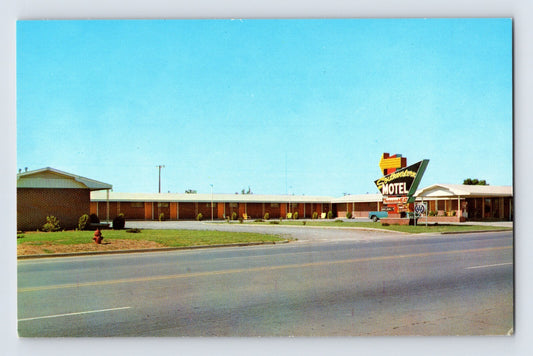 Weatherford Oklahoma Southwestern Motel Route 66 roadside sign motor court 1960s chrome postcard