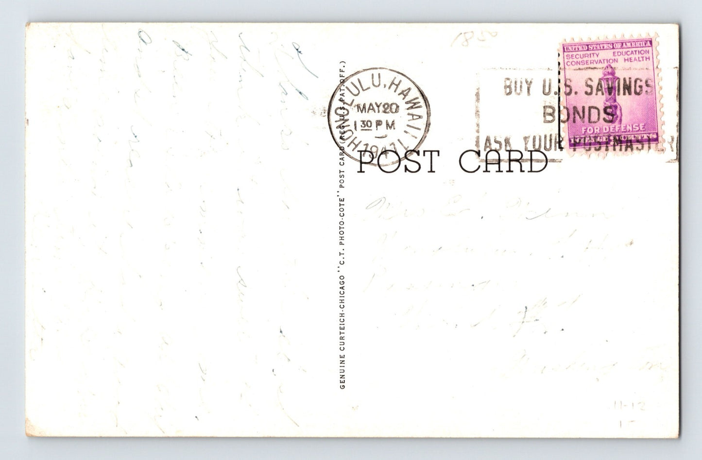 Honolulu Hawaii Diamond Head Waikiki Beach 1941 Postcard Posted Chrome