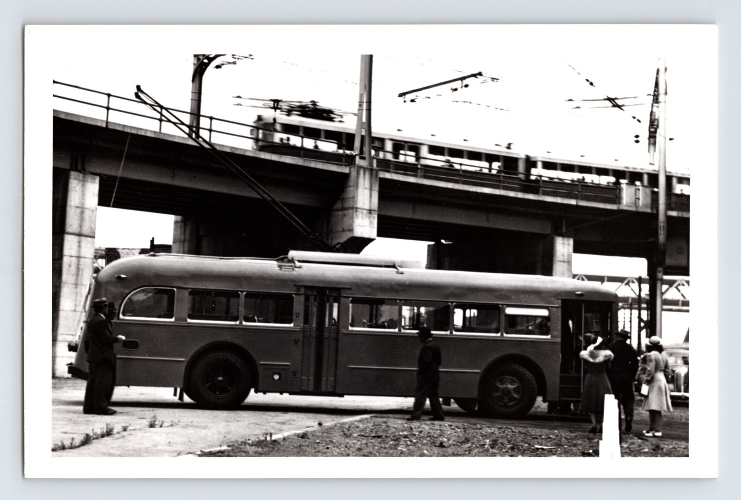 San Francisco Muni St Louis Car Co coach 501 test run at bridge end of 41 Union line June 1941