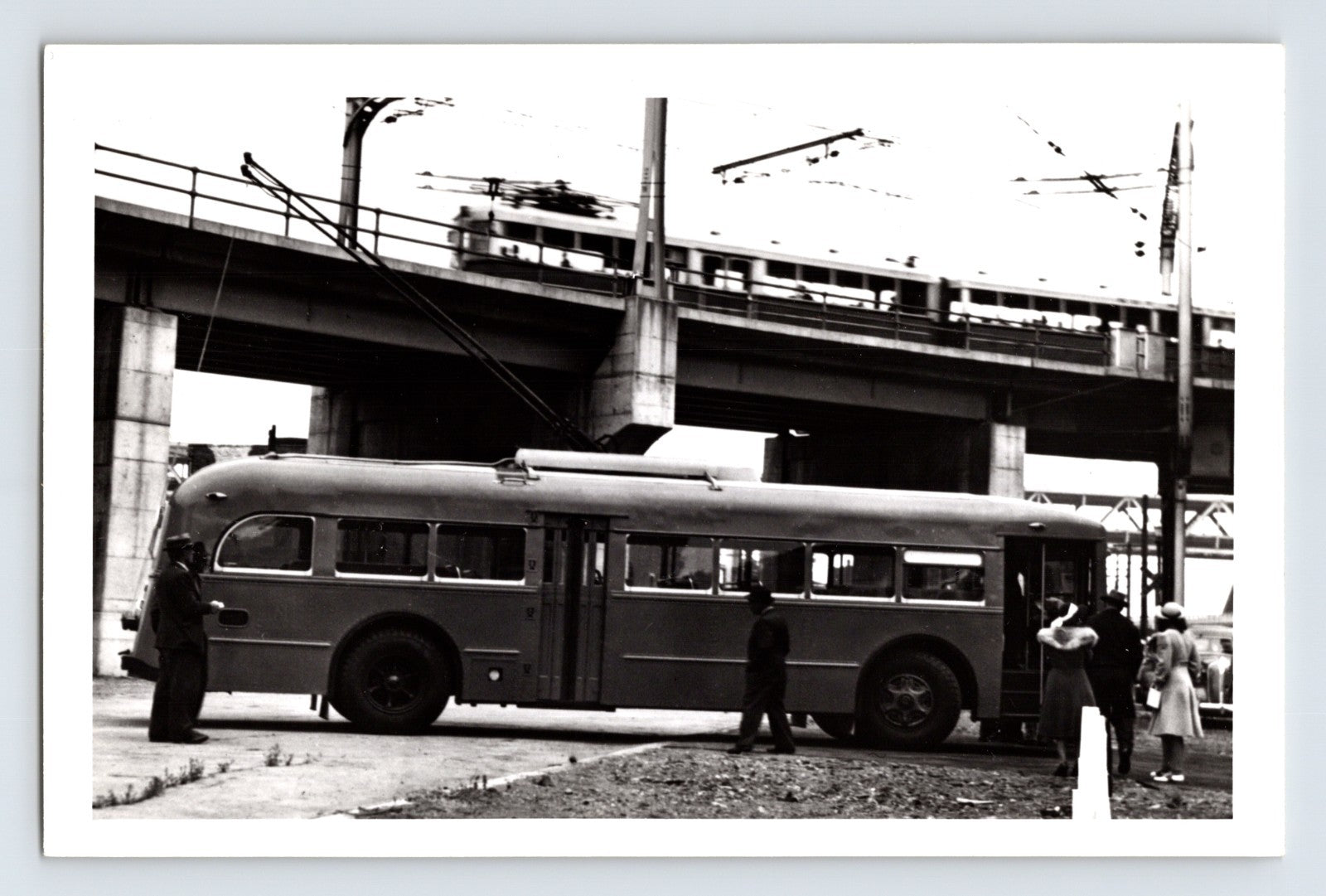 San Francisco Muni St Louis Car Co coach 501 test run at bridge end of 41 Union line June 1941