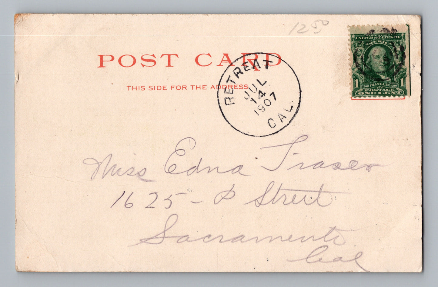 Mt Shasta California Geyser 1907 Postcard Posted Undivided Back