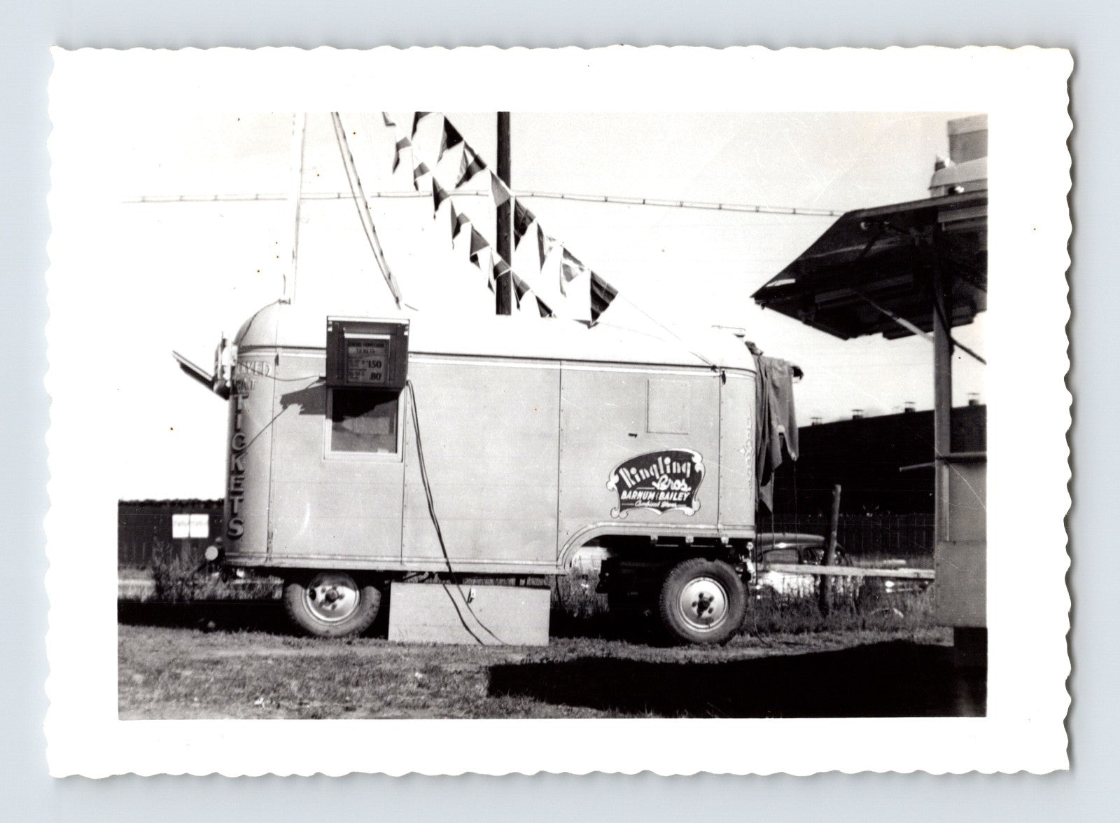 Ringling Bros Barnum Bailey circus ticket wagon trailer with price board