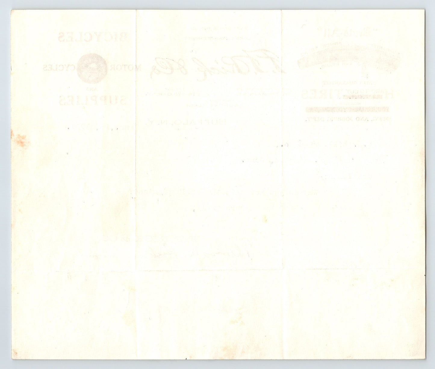 Buffalo New York 1911 F F Rick Bicycle Tires Supplies Letterhead 8.5 x 7