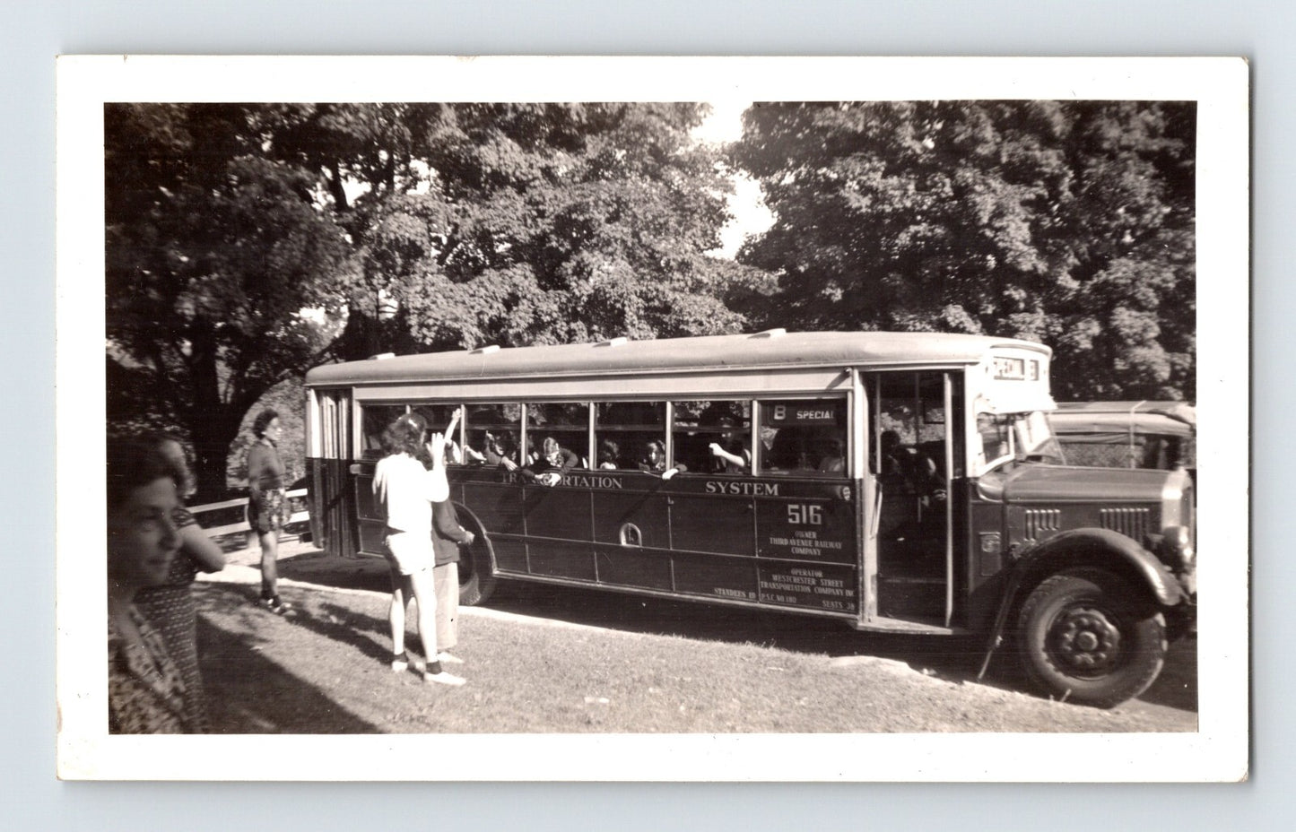 Vintage Photo Third Avenue Railway Bus Westchester Street Camp 1930s - 4 x 2.5