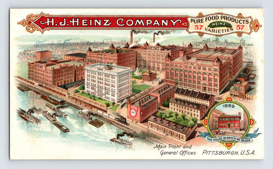 Heinz Company Pittsburgh factory complex 57 varieties industrial plant postcard