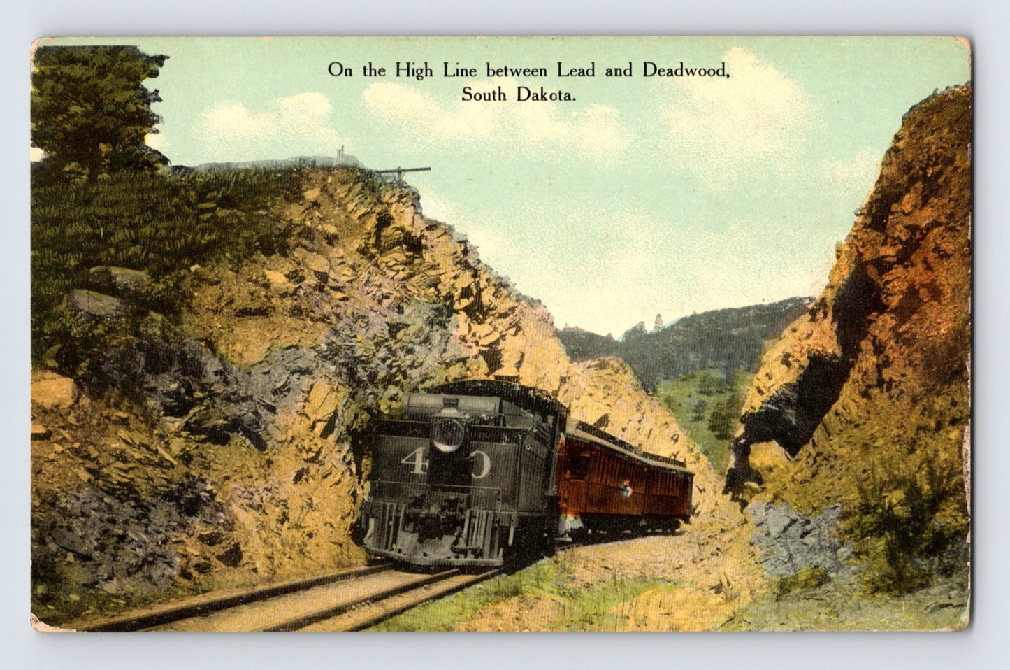 Deadwood South Dakota Railroad Train High Line Lead 1910s Postcard Unposted