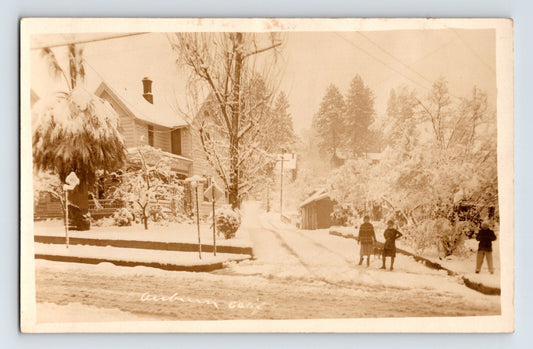 Auburn California Winter Snow Street Scene 1910s RPPC Postcard Unposted