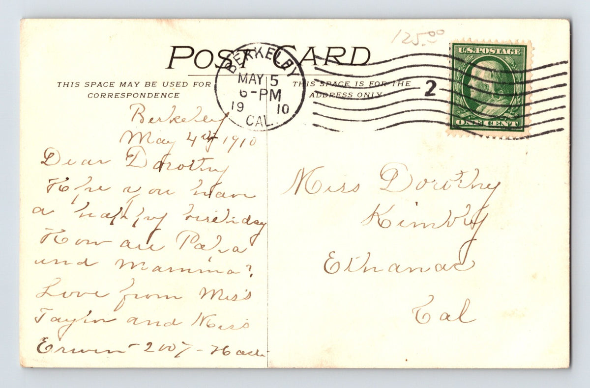 Berkeley California University Golden Jubilee 1910 Postcard Posted Divided Back