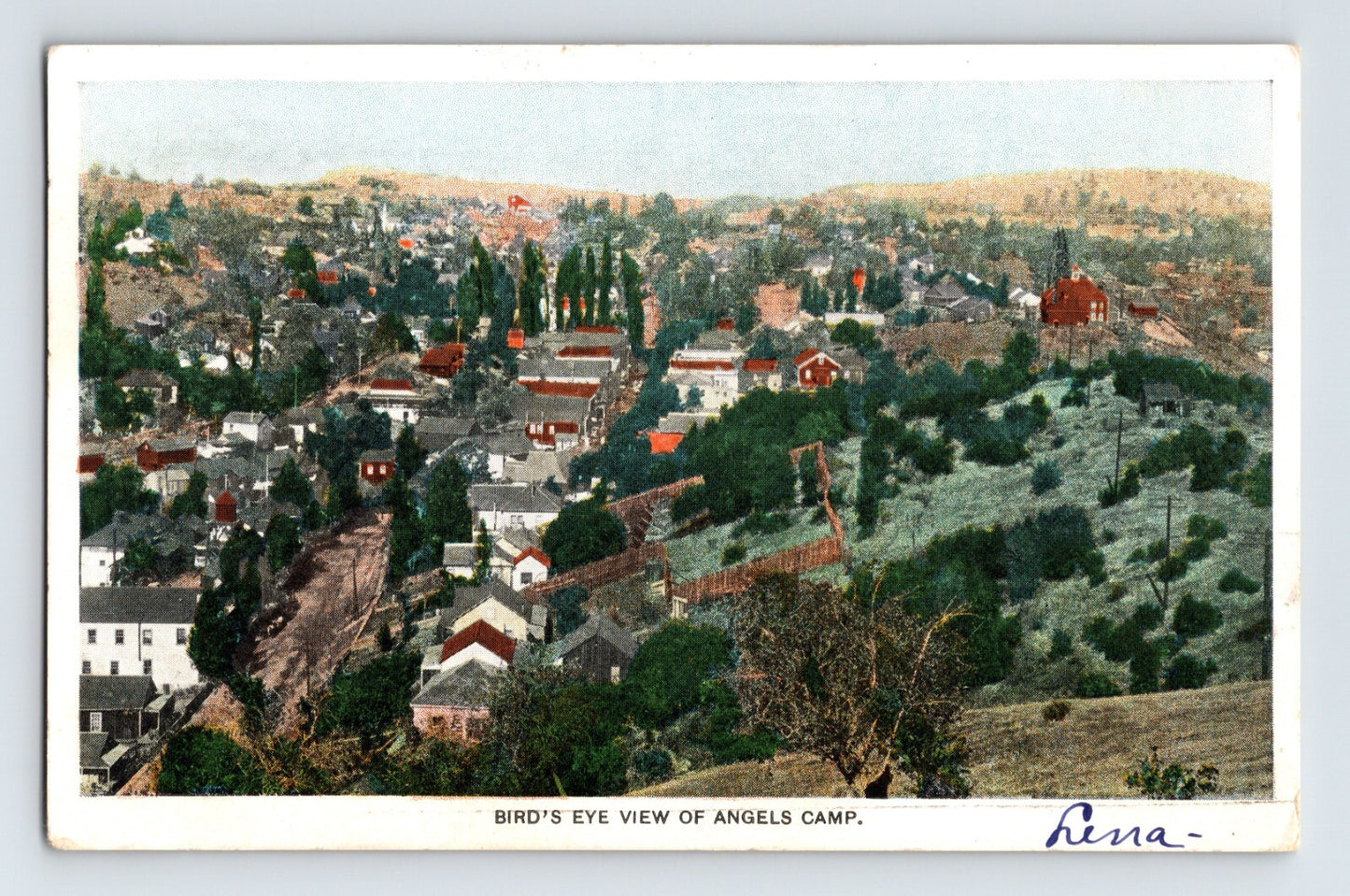 Angels Camp California Aerial Downtown 1907 Postcard Posted Undivided Back