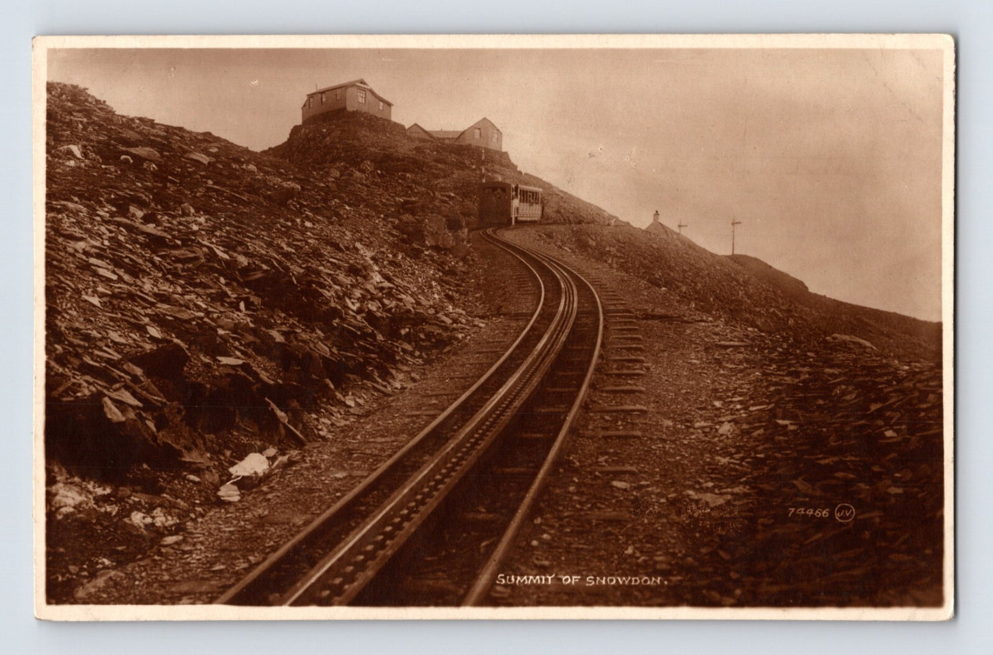 Snowdon Summit Wales railroad train mountain peak scene 1910s RPPC postcard