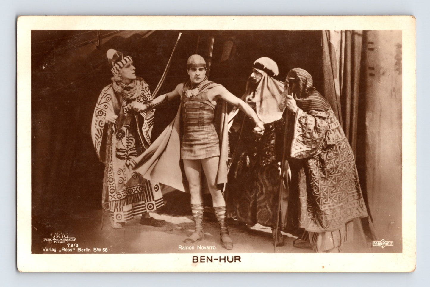 Ramon Novarro Ben Hur 1925 MGM Ross Verlag RPPC Dramatic Scene Unposted