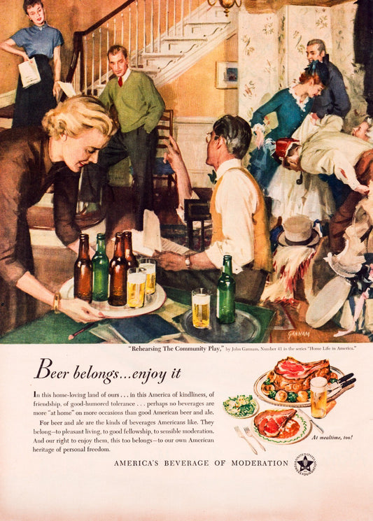 Beer Belongs Promo 1950 Community Play Theatre Print Ad 10.5 x 13.5