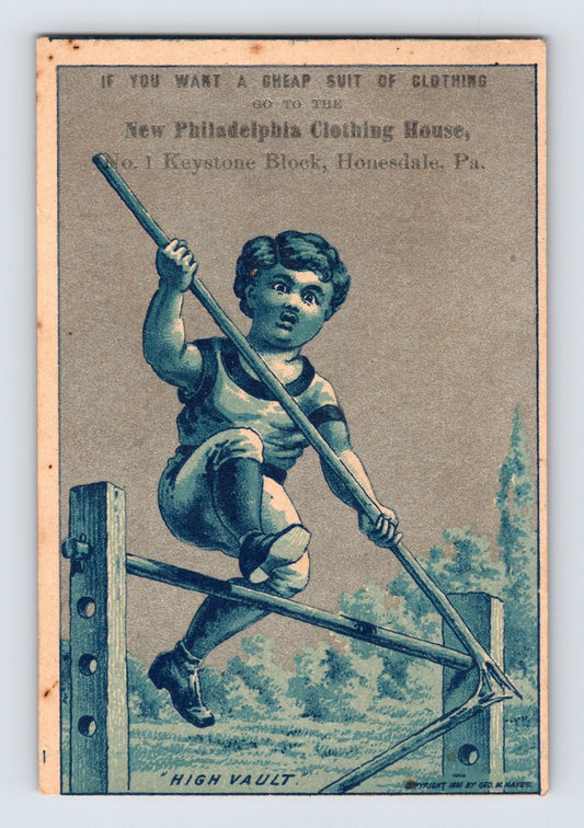 Honesdale Pennsylvania New Philadelphia Clothing House High Vault Trade Card 4.5 x 3