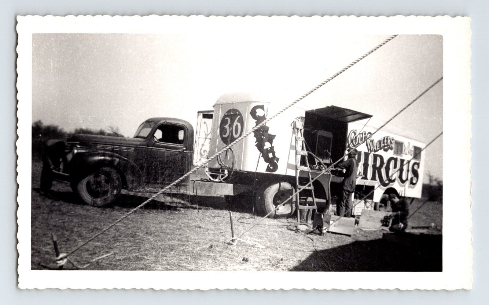 Cole Walter Circus lighting rig truck setup Hugo Oklahoma 1950 circus equipment crew