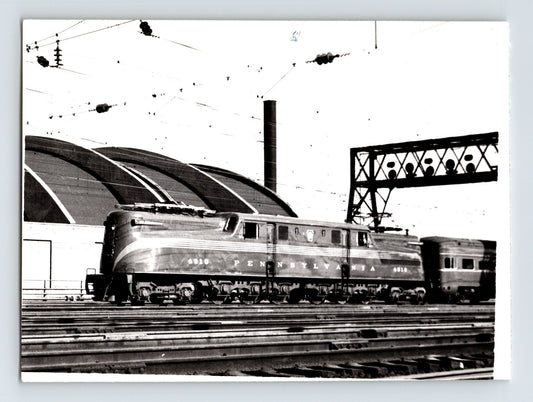 Pennsylvania Railroad GG1 electric locomotive Washington DC rail yard overhead wires vintage train photo