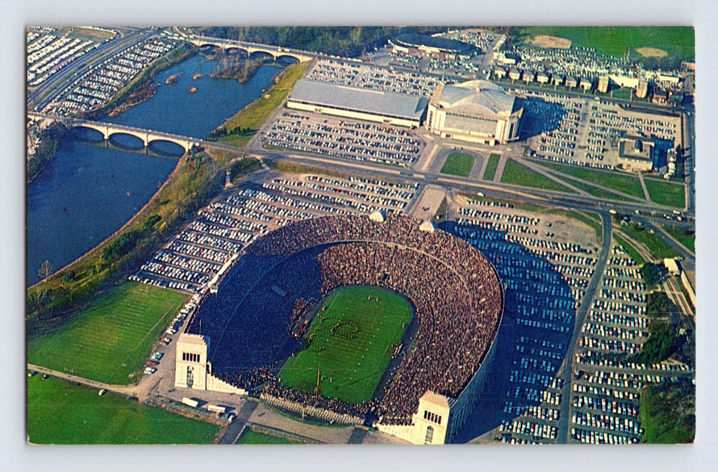 Columbus Ohio Ohio State University Football Stadium Buckeyes 1950s Postcard