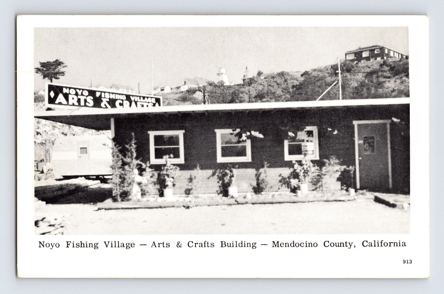 Mendocino California Noyo Fishing Village Arts & Crafts Building 1940s Postcard