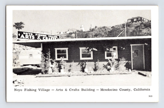 Mendocino California Noyo Fishing Village Arts & Crafts Building 1940s Postcard