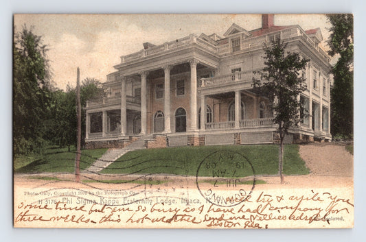 Cornell University Phi Sigma Kappa fraternity house Ithaca New York 1908 postcard