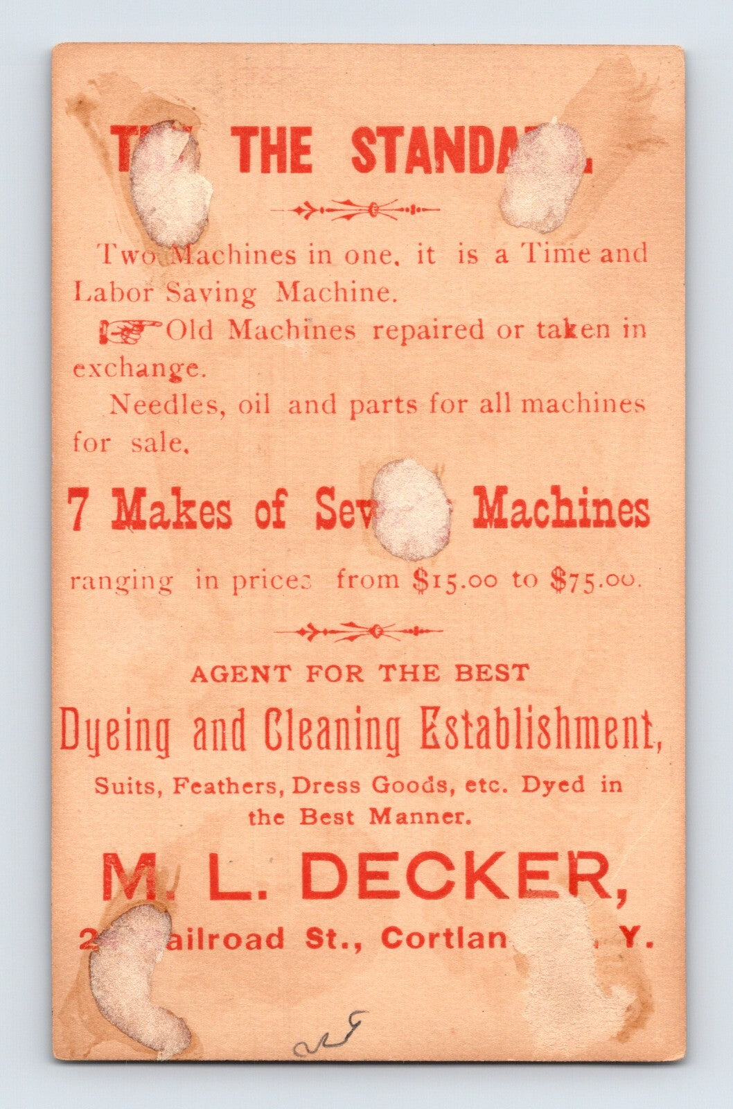 Standard Sewing Machine 1890s Victorian Trade Card Little Girls Doll 4.5 x 2.5