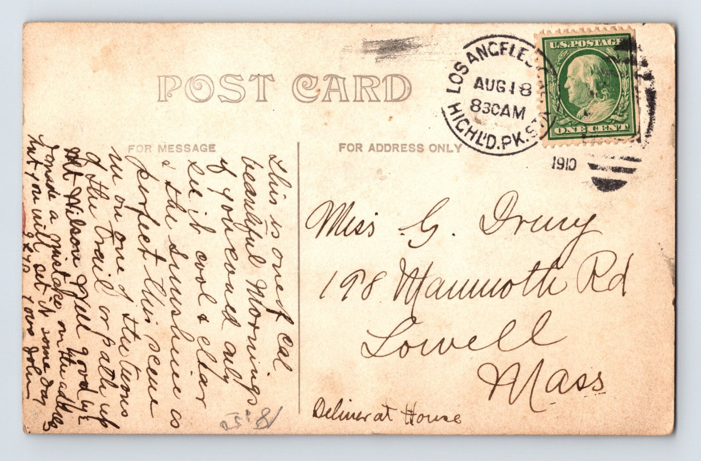 Mt Wilson California Snowberry Peak 1910 RPPC Postcard Posted Divided Back