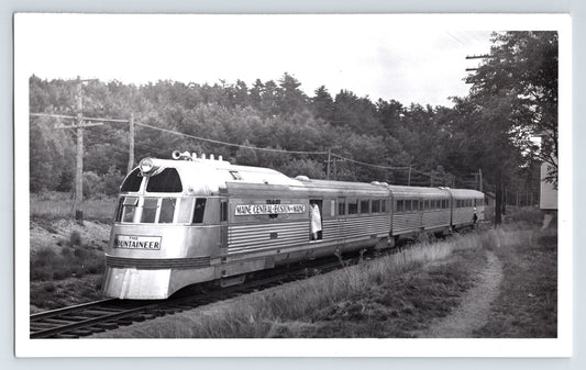 Black and white photograph of Maine Central Boston and Maine Mountaineer train Conway New Hampshire 1938