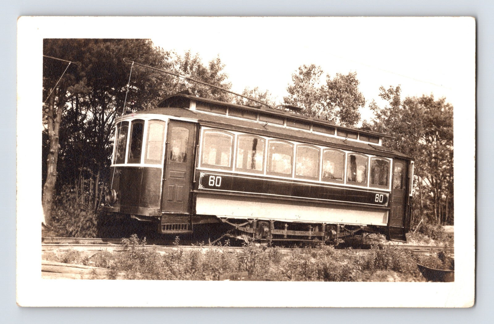 Shore Line Electric Railway trolley car number 60 New Hampshire 1940s real photo postcard 