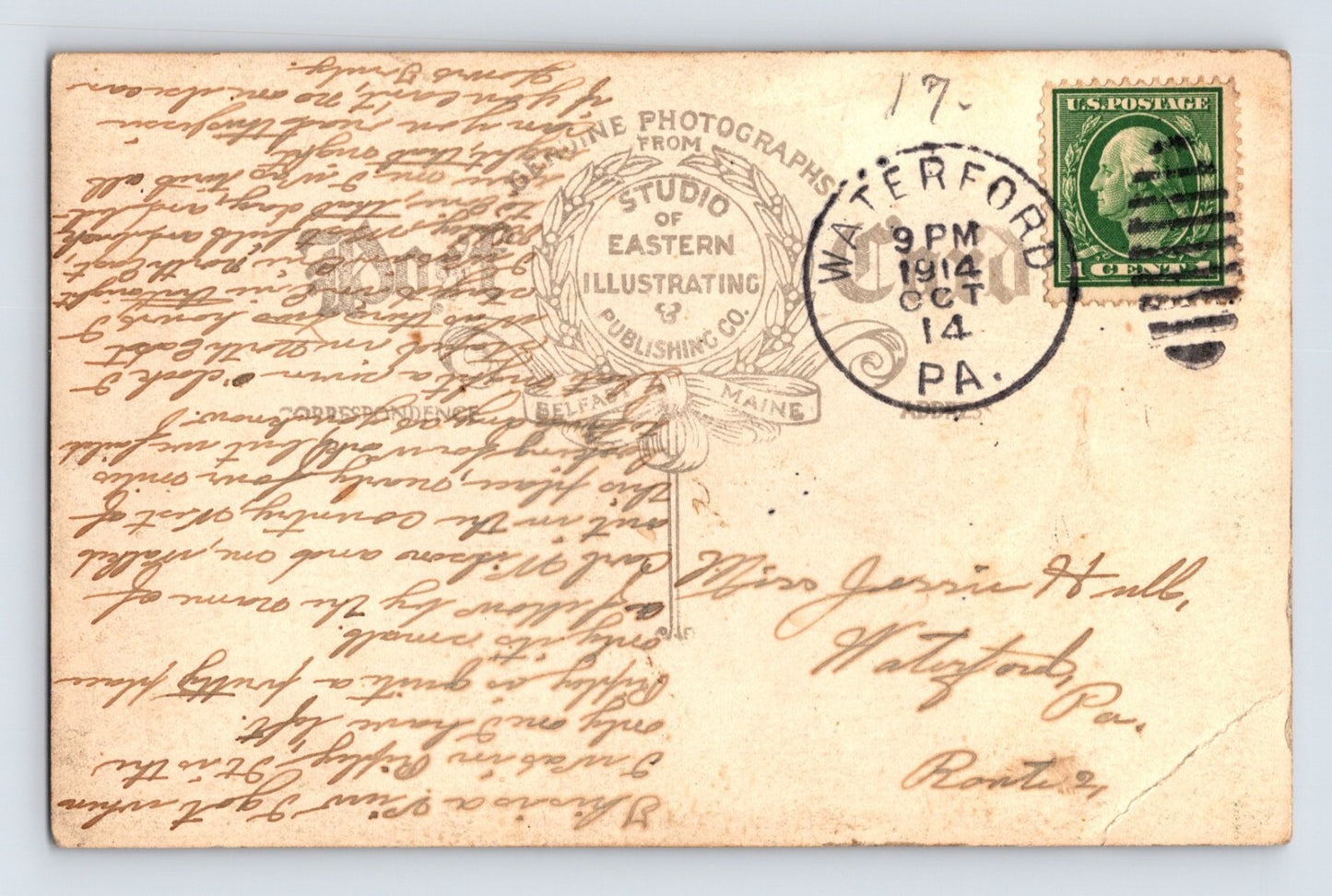 Ripley New York Lake Avenue 1914 RPPC Postcard Posted Divided Back