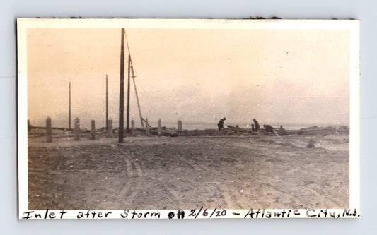 Atlantic City New Jersey Inlet After Storm Damage 1920 Photo - 2.75 x 4.25