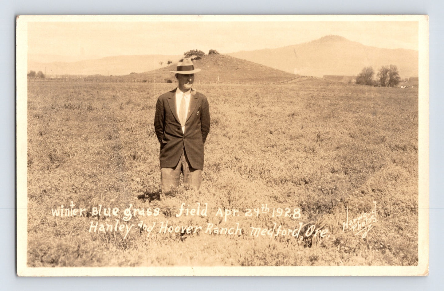 Medford Oregon Hanley Hoover Ranch 1940s RPPC Postcard Unposted