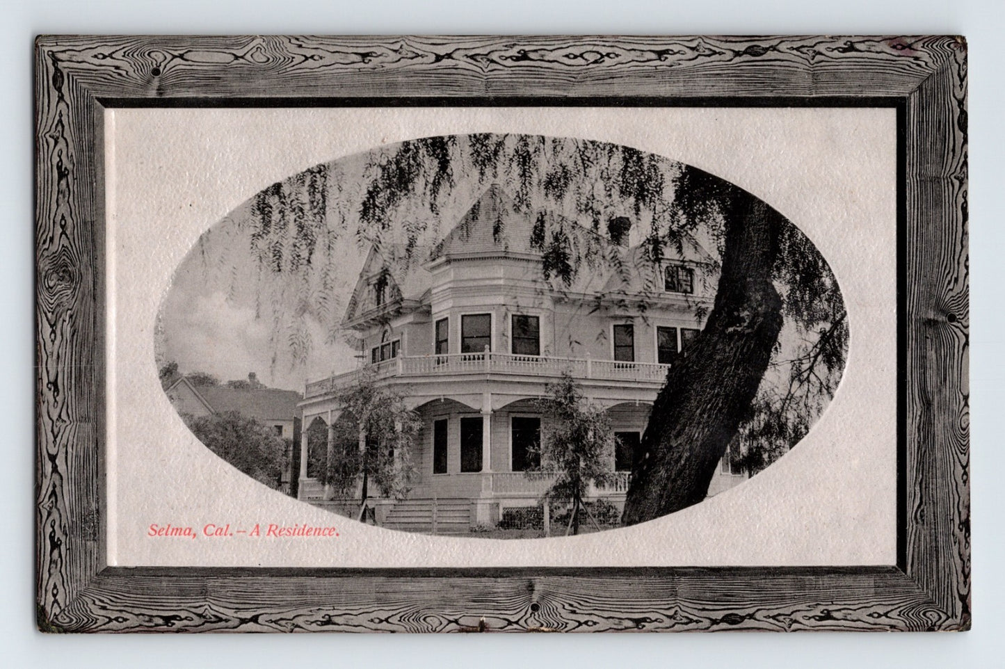 Selma California residence mansion framed oval view 1916 posted divided back postcard