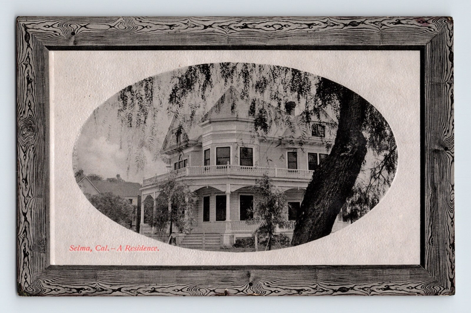 Selma California residence mansion framed oval view 1916 posted divided back postcard