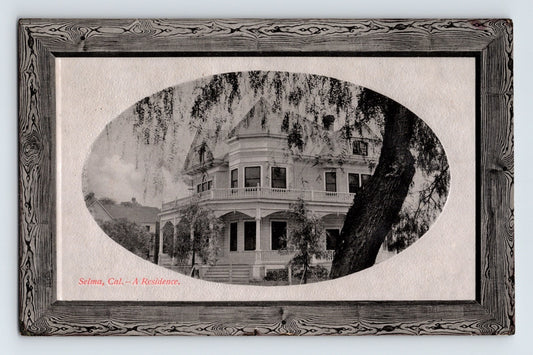 Selma California residence mansion framed oval view 1916 posted divided back postcard