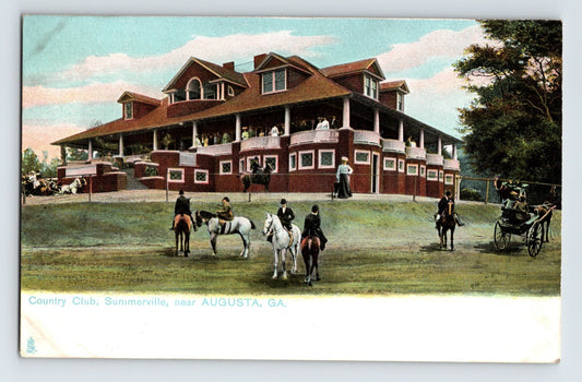 Augusta Georgia Country Club Summerville Horse Scene 1910s Postcard Unposted