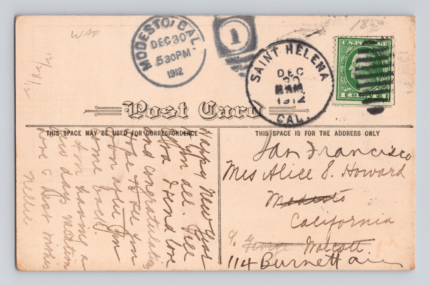 St Helena California St Gothard Tavern Inn 1912 Postcard Posted