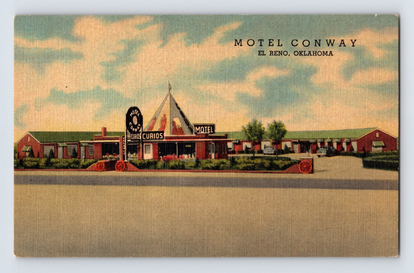 El Reno Oklahoma Motel Conway Route 66 roadside motor court linen postcard