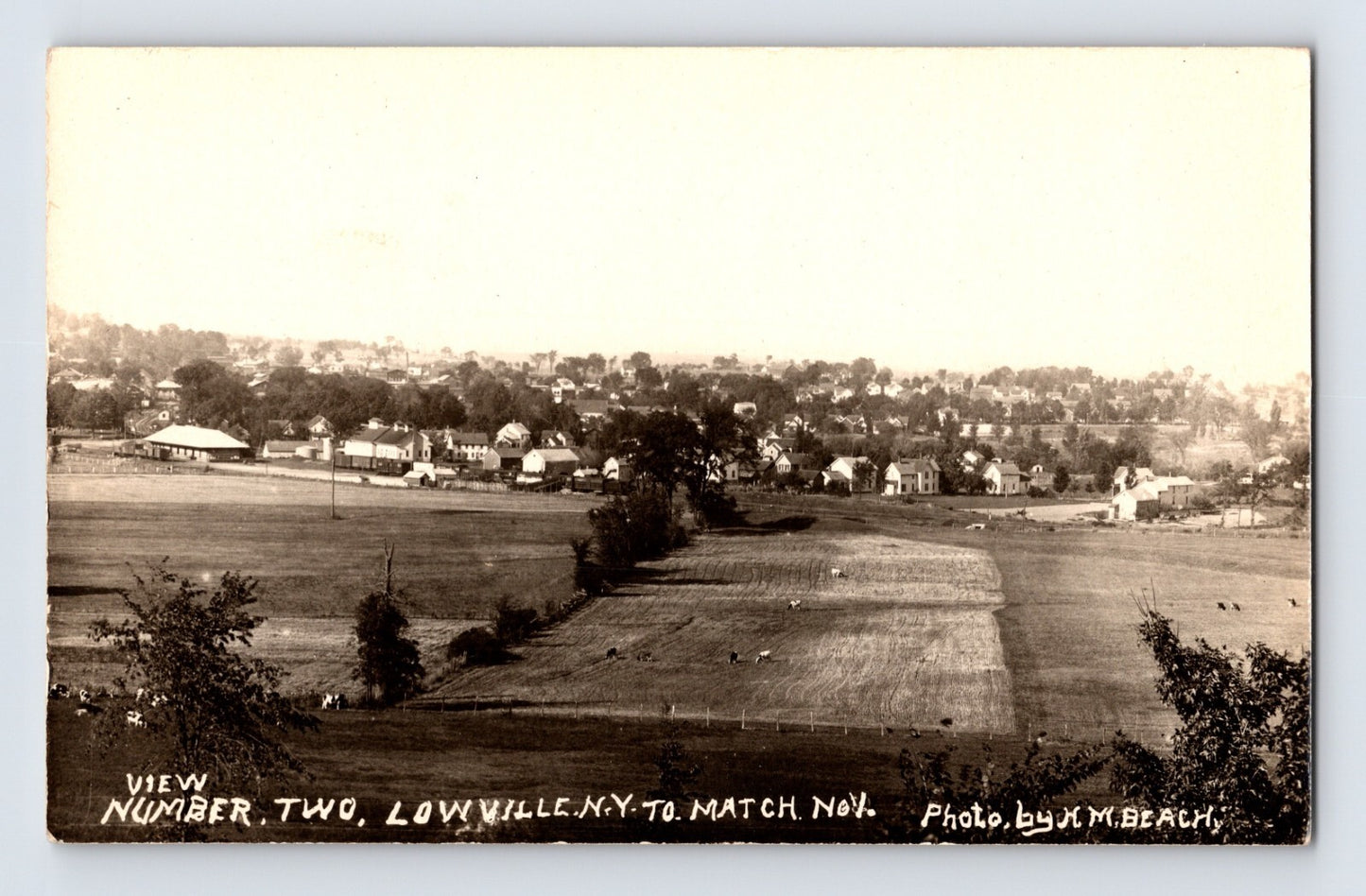Lowville New York Downtown Aerial Farms 1910s RPPC Postcard Unposted