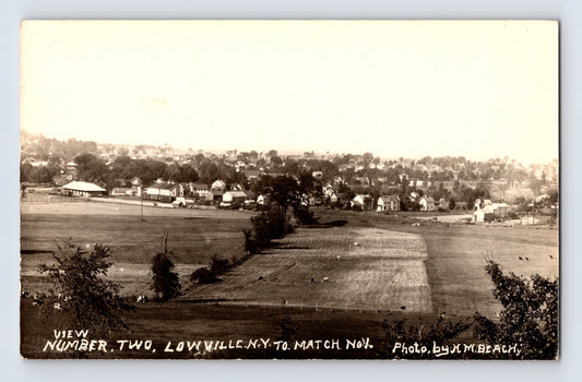 Lowville New York Downtown Aerial Farms 1910s RPPC Postcard Unposted
