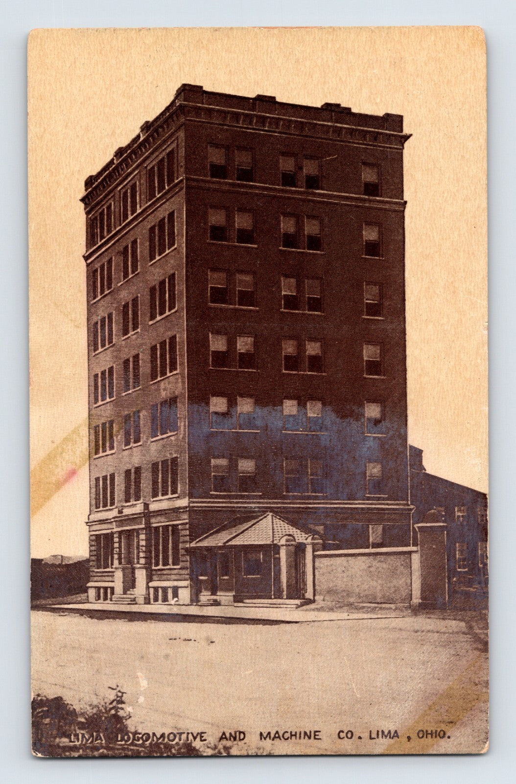 Lima Ohio Locomotive Machine Company factory building multi story brick industrial postcard 1910s
