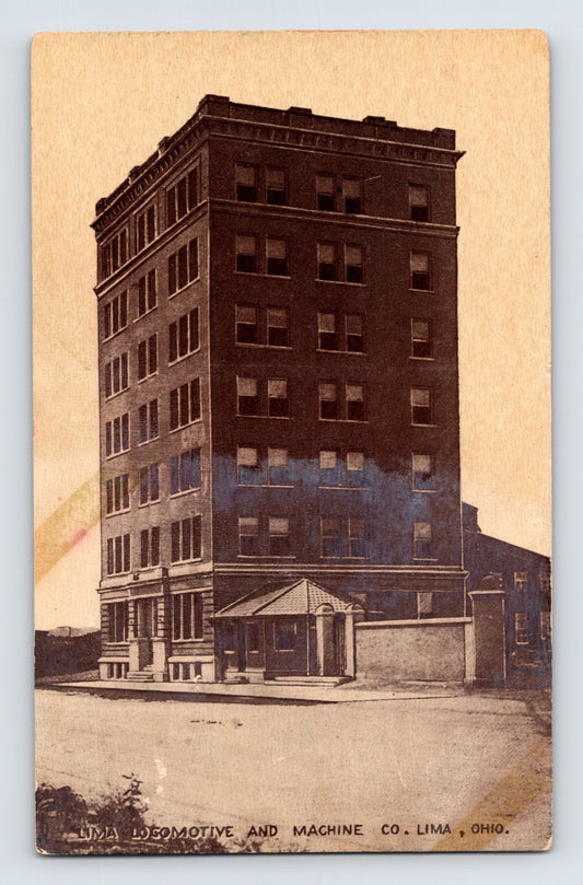 Lima Ohio Locomotive Machine Company factory building multi story brick industrial postcard 1910s