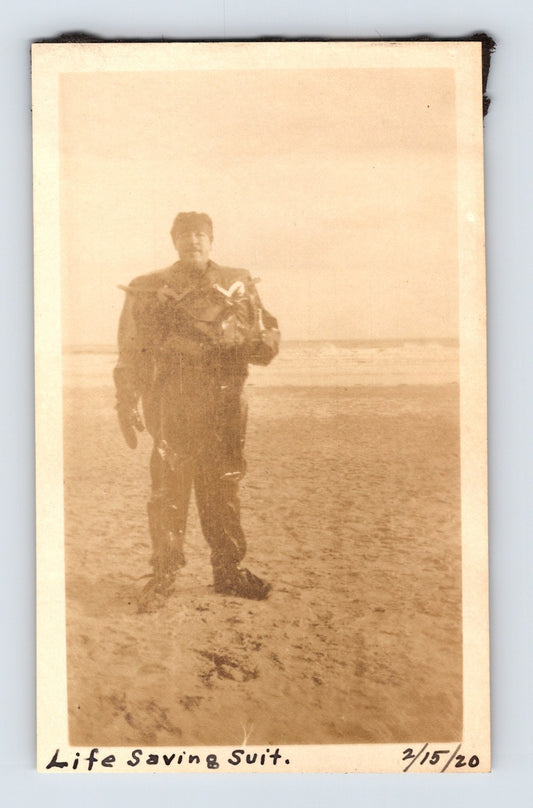 Life Saving Suit Beach Rescue Demonstration 1920 Photo - 2.75 x 4.25