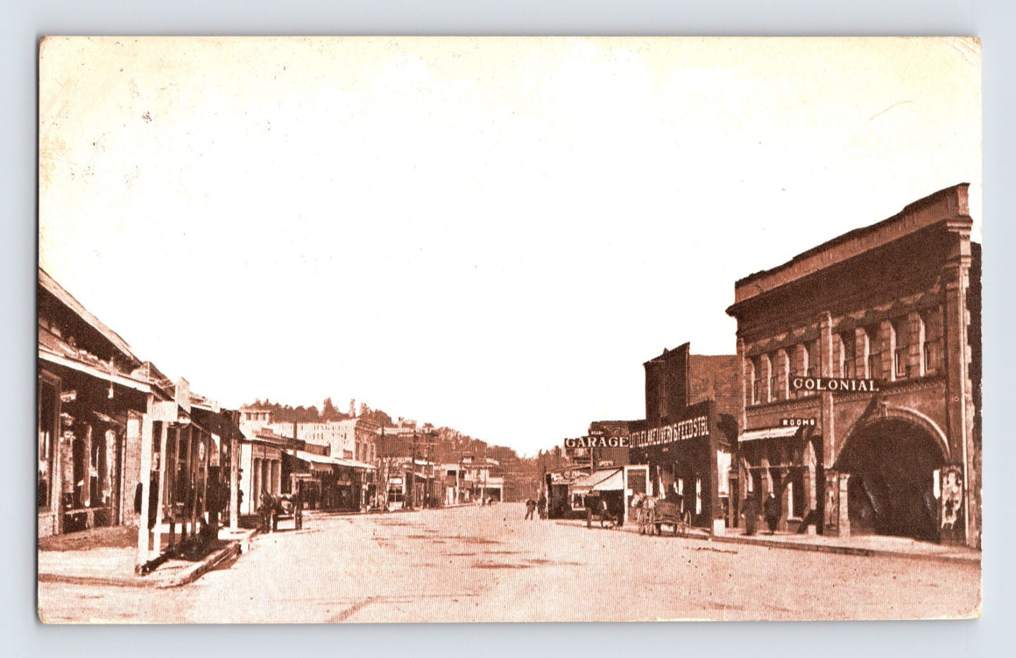 Willits California Main Street Garage Feed 1916 Postcard Posted Divided Back