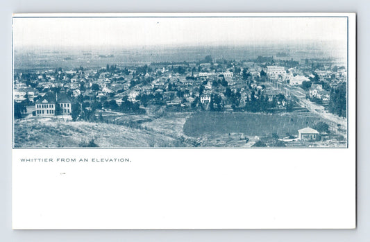 Whittier California aerial downtown view from elevation 1910s divided back postcard