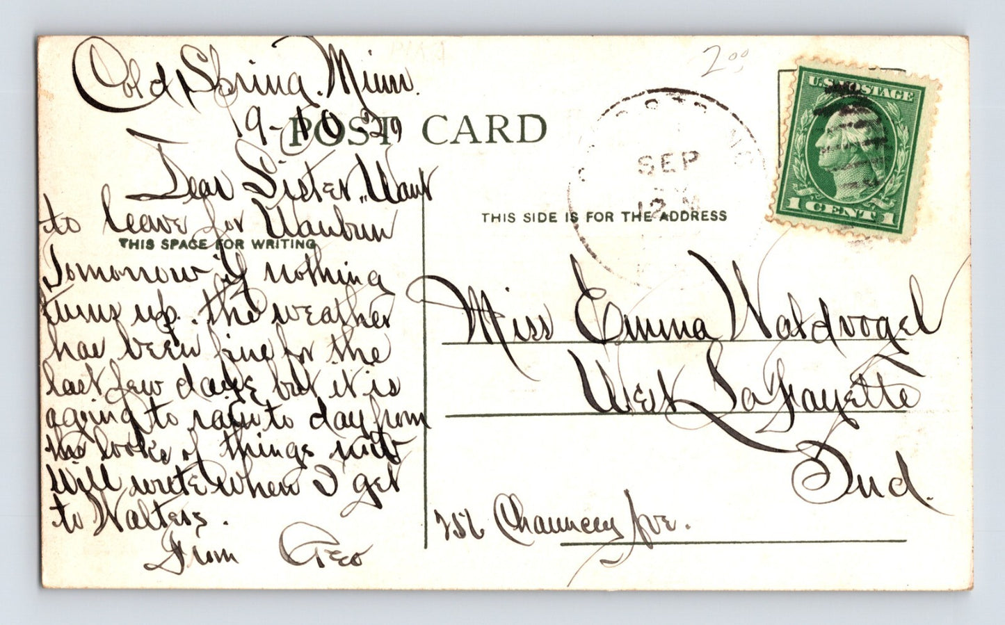 St Cloud Minnesota Technical High School 1929 Postcard Posted