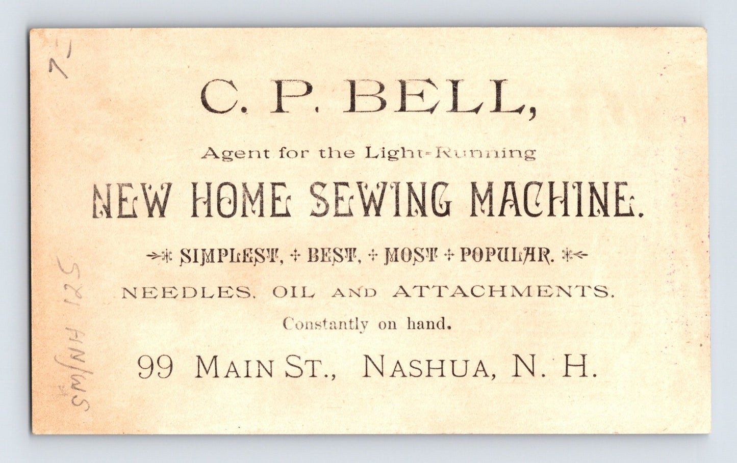 New Home Sewing Machine Orange Massachusetts 1890s Trade Card 5 x 3