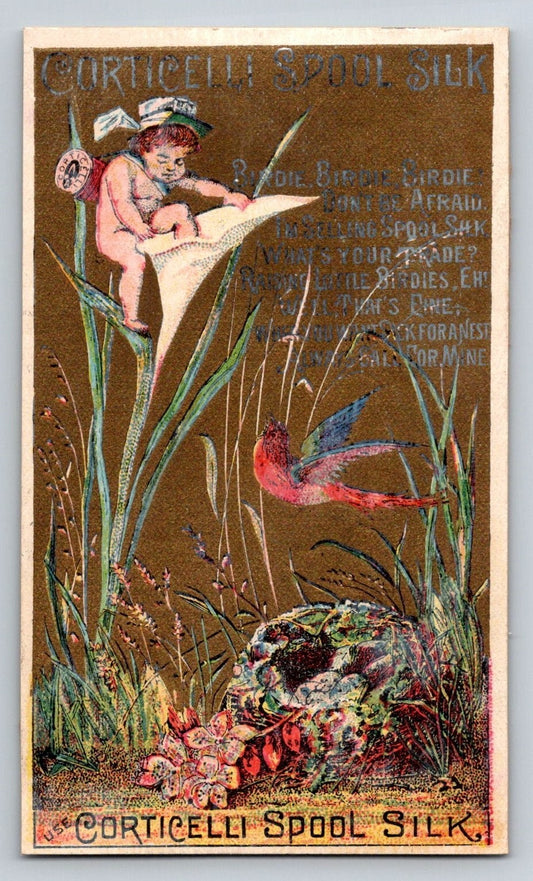 Corticelli Spool Silk 1890s Trade Card Fairy Calla Lily Flower - 4.75 x 2.75