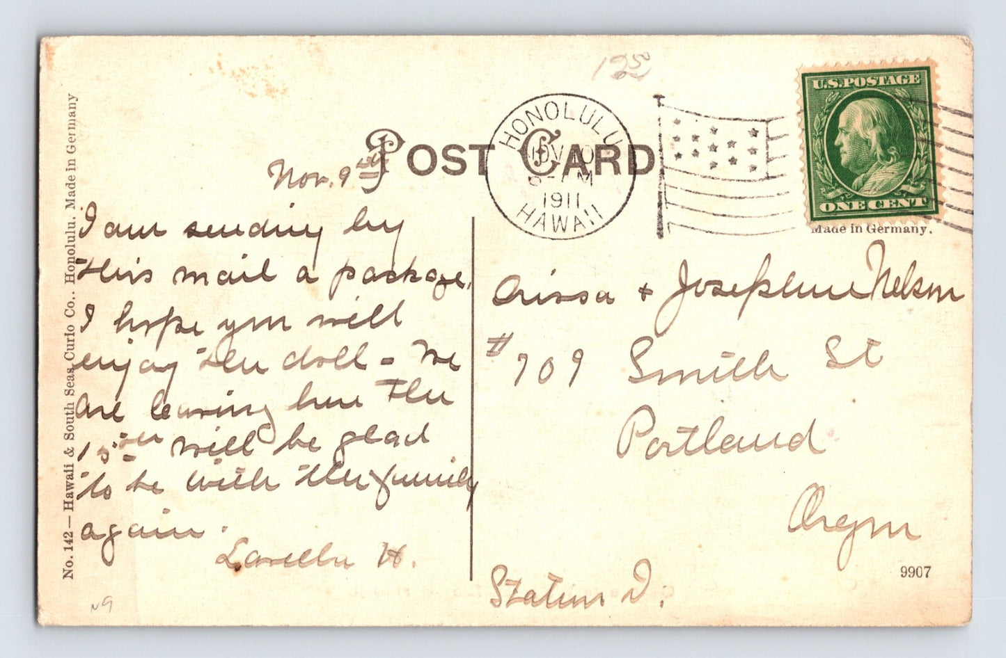 Honolulu Hawaii Water Buffalo Caribou 1911 Postcard Posted Divided Back