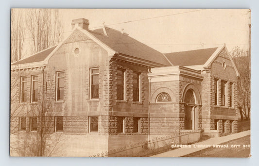 Postcard RPPC California Nevada City CA Carnegie Library 1910s Unposted